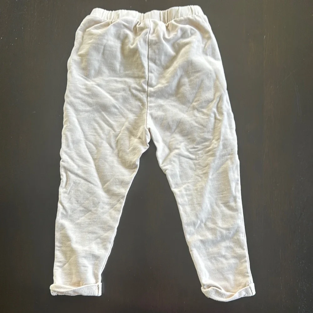Zara Cream Sweatpants Relaxed Fit Tapered Legs